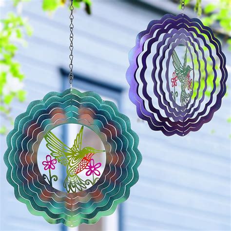 Buy Glintoper 2 Pack Hummingbird Wind Spinners, 12 Inch Stainless Steel ...