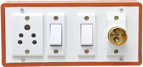 HI-PLASST pvc wooden type brown switch board with two anchor switches ...