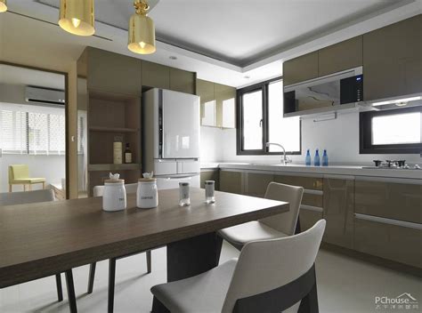 96平方米三居室现代风格餐厅厨房装修效果图_太平洋家居网图库