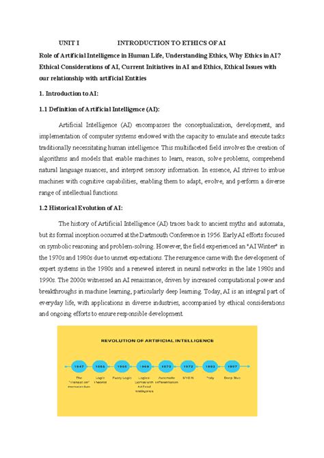 Unit I - Introduction to Ethics of AI: Role, Impact, and Considerations ...