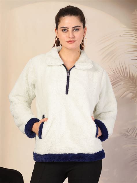 Klotthe Women Cream Solid Woolen Fur Winter Jacket – KLOTTHE®