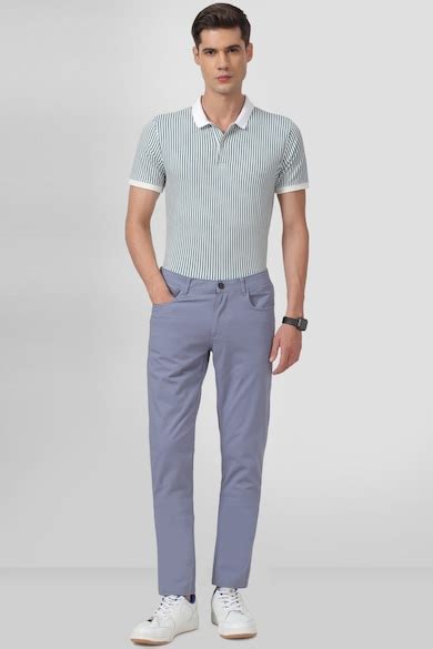 Buy Men Grey Solid Slim Fit Trousers Online - 887215 | Van Heusen
