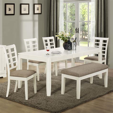 white dining room table with bench