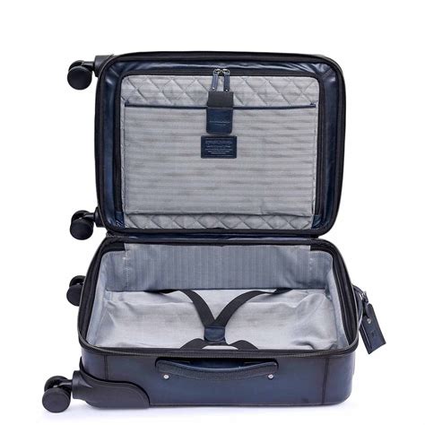 Mat Emboss Plain Leather Trolley - Navy – Da Milano