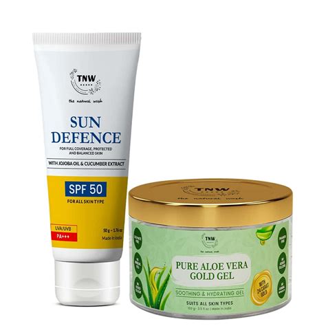Buy TNW-THE NATURAL WASH COMBO OF ALOE VERA GOLD GEL & SUN DEFENCE ...