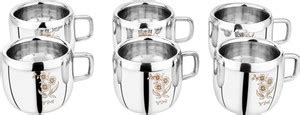 YM Stainless Steel Pack of 6 Stainless Steel Double Wall Tea & Coffee ...
