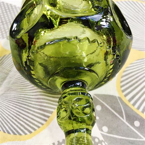 Vintage 1970s Green Glass Goblets, Set of Six, Indiana Glass King's ...