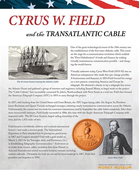 Cyrus W. Field and the Transatlantic Cable - American Numismatic ...
