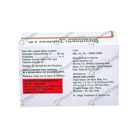 Prothiaden 50 MG Tablet (15): Uses, Side Effects, Price & Dosage ...