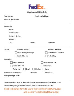 Image result for FedEx Shipping Request Form