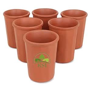 Buy KSI Handmade Clay Cups Set of 6, 225 ML Earthen Glass for Drinking ...