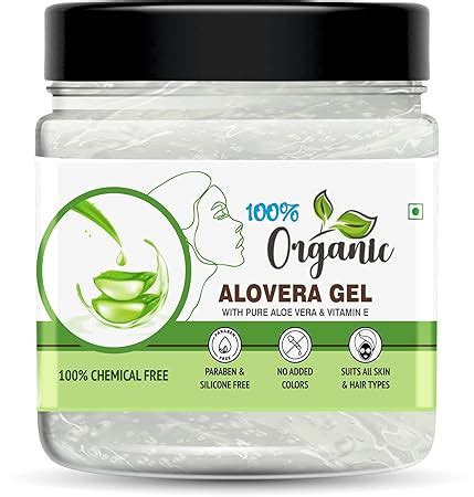 Organic 100% Aloe Vera Gel For Face, with Natural Aloe Vera & Vitamin E ...