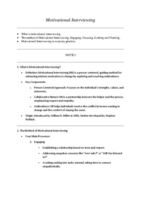 Motivational Interviewing - The method of Motivational Interviewing ...