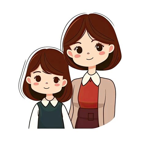 Mother and Daughter Cartoon 22917520 PNG
