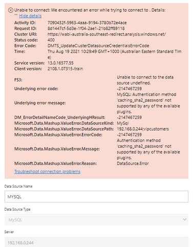 Solved: Re: Power BI Gateway MySQL source doesn't support ...