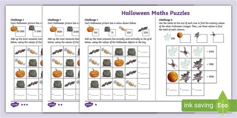 👉 UKS2 Halloween Maths Puzzles - Addition - Subtraction