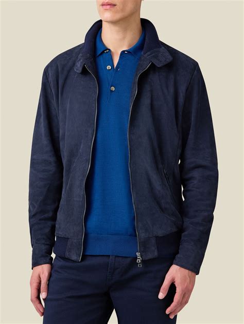 Navy Blue Classic Bomber Jacket | Luca Faloni