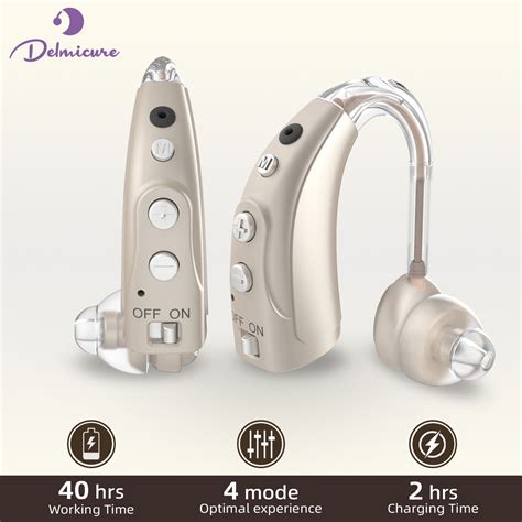 Delmicure Rechargeable Hearing Aids for Seniors, Single Digital Hearing ...
