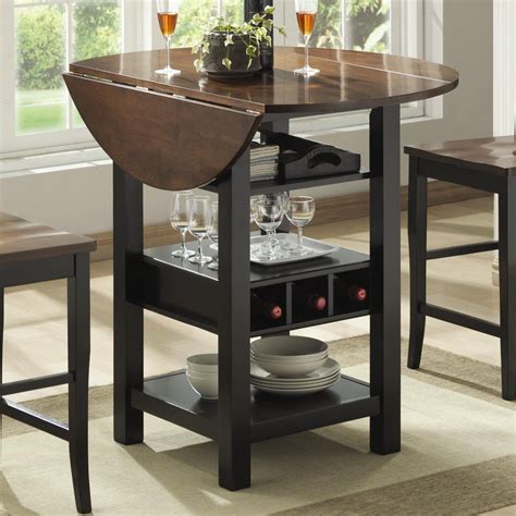 Ridgewood Counter Height Drop Leaf Dining Table with Storage -Black ...