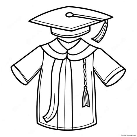 Kindergarten Graduation Cap And Gown Coloring Page (9280-7374)