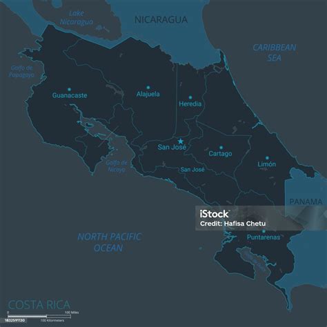 Costa Rica Map High Detailed Vector Map Of Costa Rica With Countries ...