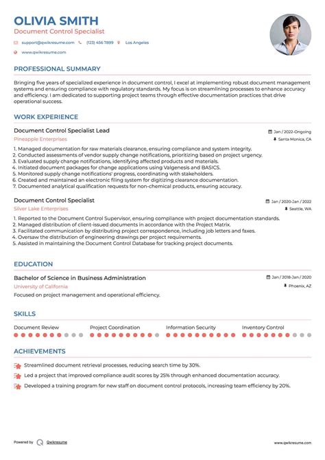 10+ Document Control Specialist Resume Samples & Templates for 2025