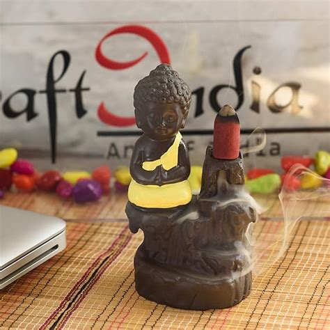 eCraftIndia Meditating Monk Buddha Smoke Backflow Cone Decorative ...