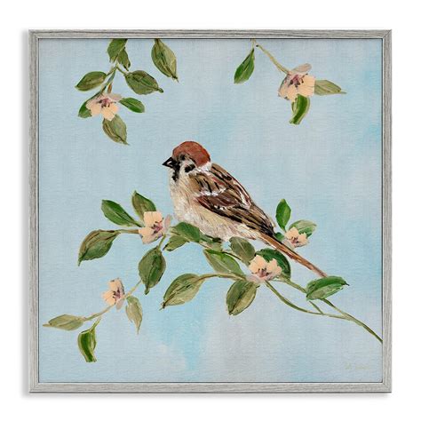 Stupell Industries Sparrow on Tree Branch Framed Giclee By Sally ...