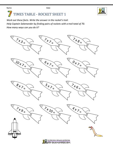 Image result for 7 Times Table Worksheet