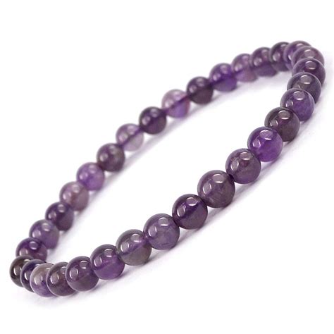 Buy Crystu Amethyst Bracelet 6 mm Round Bead Reiki Healing Crystal ...