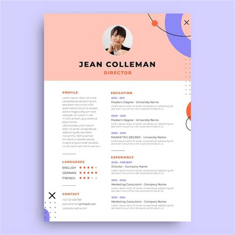 Memphis minimalistischer Jean-Director-Lebenslauf | Kostenlose Vektor