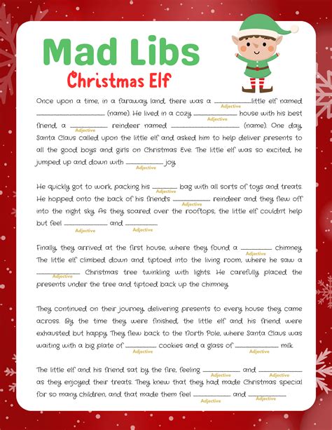 Printable Mad Libs For Kids With Lists