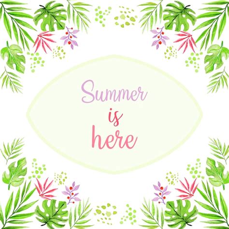 Summer leaves border background | Premium Vector
