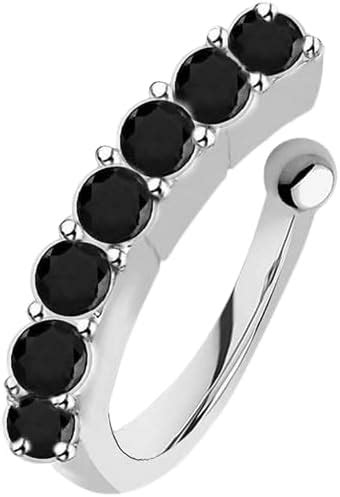 Buy Black Stone Clip On Silver Nose Ring Without Piercing Pressing Nose ...