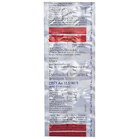 CTD-T AM 12.5/80/5mg Tablet 10's : Amazon.in: Health & Personal Care