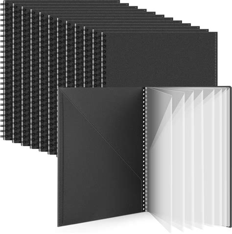 Qilery 12 Pcs Multi-Pocket Folder Sturdy Plastic Spiral Portfolio 18 ...