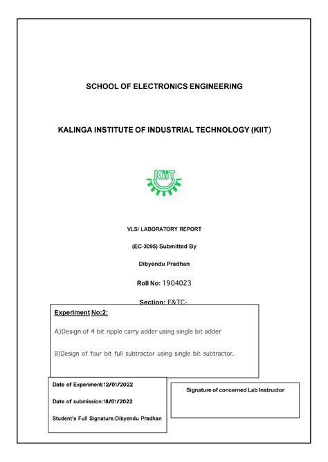 VLSI LAB EXP 2 - VLSI LAB EXPERIMENT 2 - Semester: 6 th Section: E&TC ...