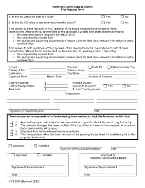 Fillable Online Hamilton County School District Trip Request Form HCS ...