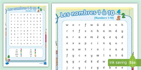 👉 French: KS1 Numbers 1-10 Word Search (teacher made)