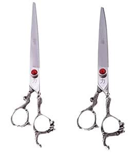 ShearsDirect Japanese Straight & Curved Shears with Dragon Designed ...