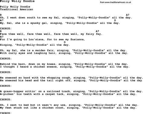 Traditional Song Polly Wolly Doodle with Chords, Tabs and Lyrics