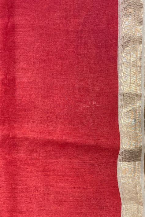Red Munga Silk Printed Saree Zari Border With Blouse – Saarang Sarees