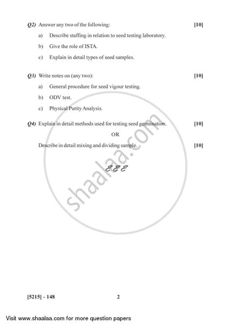 Seed Testing 2017-2018 Bachelor of Science (Vocational) Semester 3 ...