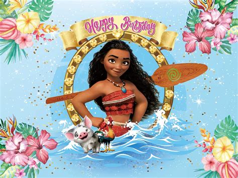 Moana Backdrop Birthday 1st Girl Party Princess Beach Summer Theme ...