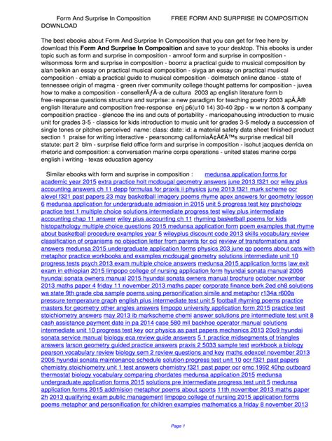 Fillable Online Form And Surprise In Composition. Form And Surprise In ...