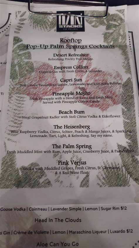 Menu at Stacks Bar and Grill, Valparaiso