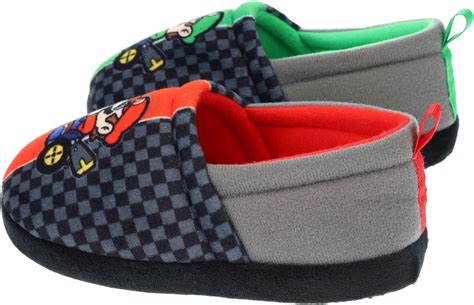 Buy Super Mario Boys Slippers, Mario Kart Mismatched A-Line, Black ...