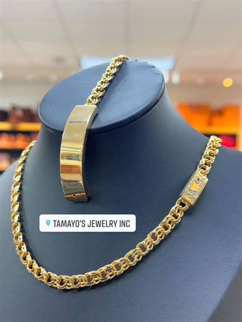 Set Chino Link Chain and Bracelet 10k #5040 - Tamayo's Jewelry