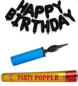 Style Mania Happy Birthday Black Foil Letter Balloon With Blue Balloon ...