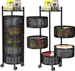 Heart Home Fruits/Vegetables Kitchen Rack Iron Pack of 2 Rotating 5 ...